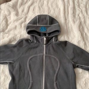 Lululemon Charcoal hoodie size 10 teal accent
